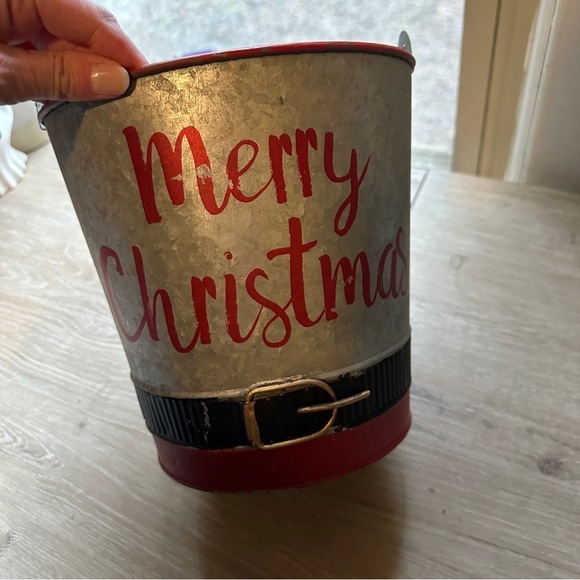 Galvanized metal “Merry Christmas” bucket - Picture 1 of 5